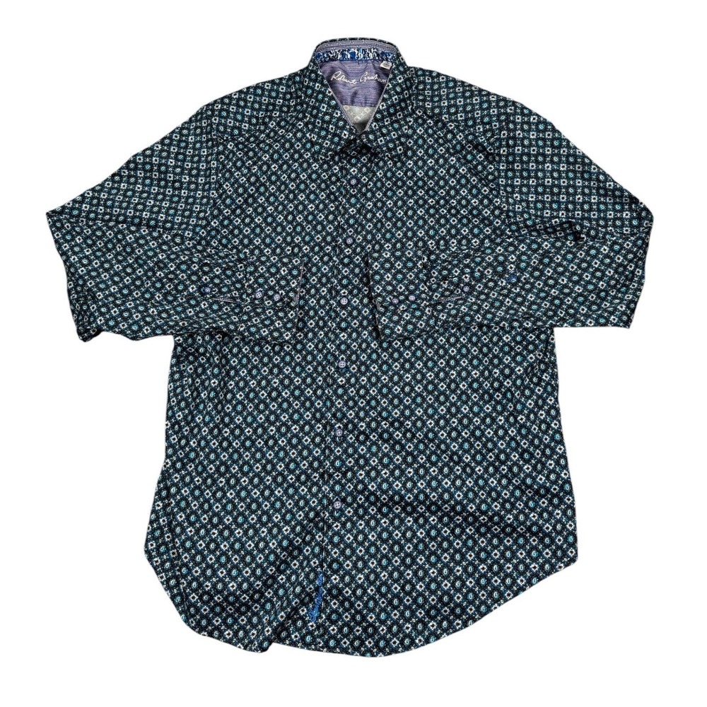 Robert Graham Button Up Shirt Mens 2XL Blue Paisley Medallion Classic Fit LS - Picture 2 of 8
